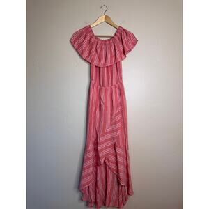 Boutique Elan Rust and White Emrboidered Off Shoulder Maxi Dress SMALL